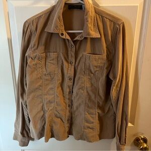 Harve Bernard Tan 100% Cotton Button Down Corduroy Shirt - Size M Womens